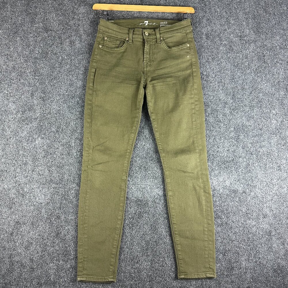 7 For All Mankind Jeans Womens 26 Ankle Gwenevere Green Cotton Stretch Pockets